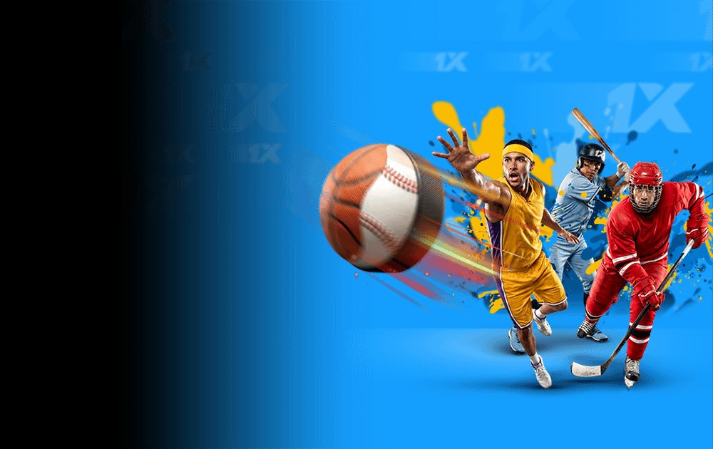 Iconos de baloncesto, béisbol y hockey representando la variedad de apuestas deportivas en 1xBet
